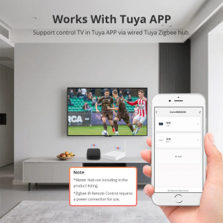 Zigbee IR masofadan boshqarish pulti Tuya Home bilan Matter Hub orqali infraqizil televizor konditsioner IR fan uchun Smart IR boshqaruvi bilan ishlaydi.