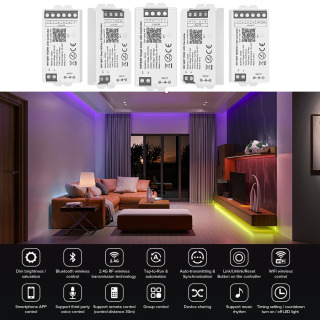 Smart LED kontroller Tuya WiFi Alexa Google Home Bluetooth Ovozli CCT RGB RGBW Dimmer LED Strip IOS Android 2.4G DC12V 24V