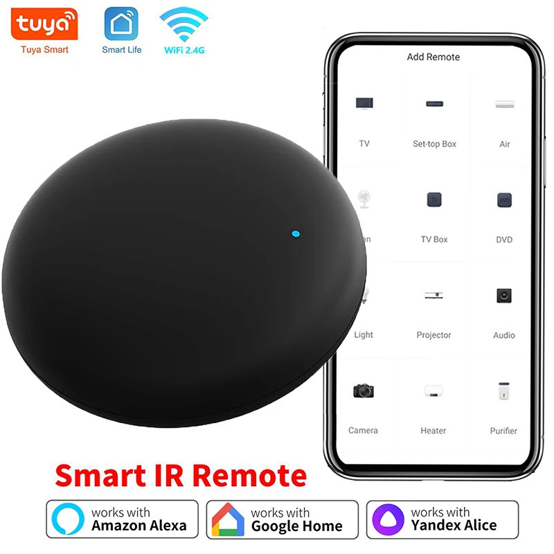 Tuya Wi-Fi Smart IR masofadan boshqarish pulti konditsioner televizori uchun Smart Home infraqizil universal Alexa Google Home uchun masofadan boshqarish pulti