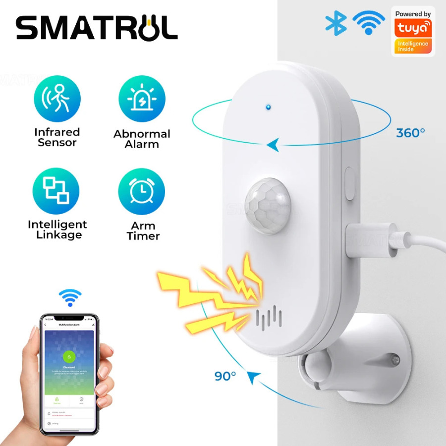 SMATRUL Tuya Smart Wi-Fi Pir harakat sensori Usb uy xavfsizlik tizimi detektori Signal ilovasi Masofadan boshqarish pulti bilan sinxronlash quroli