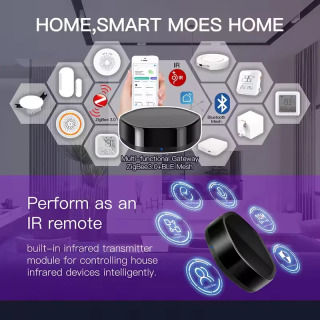 Moes Tuya ZigBee Smart Multi-Mode Gateway, Bluetooth Mesh Hub, 38K kanalli IR masofadan boshqarish pulti va Alexa va Google Home uchun 2-in-1 ovozli boshqaruvi bilan
