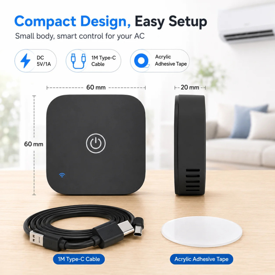 Умный ИК-термостат Wi-Fi для кондиционера, контроллер температуры и влажности, сенсорный датчик, кнопки управления, Tuya Smart Life, дистанционное управление, Alexa, Google