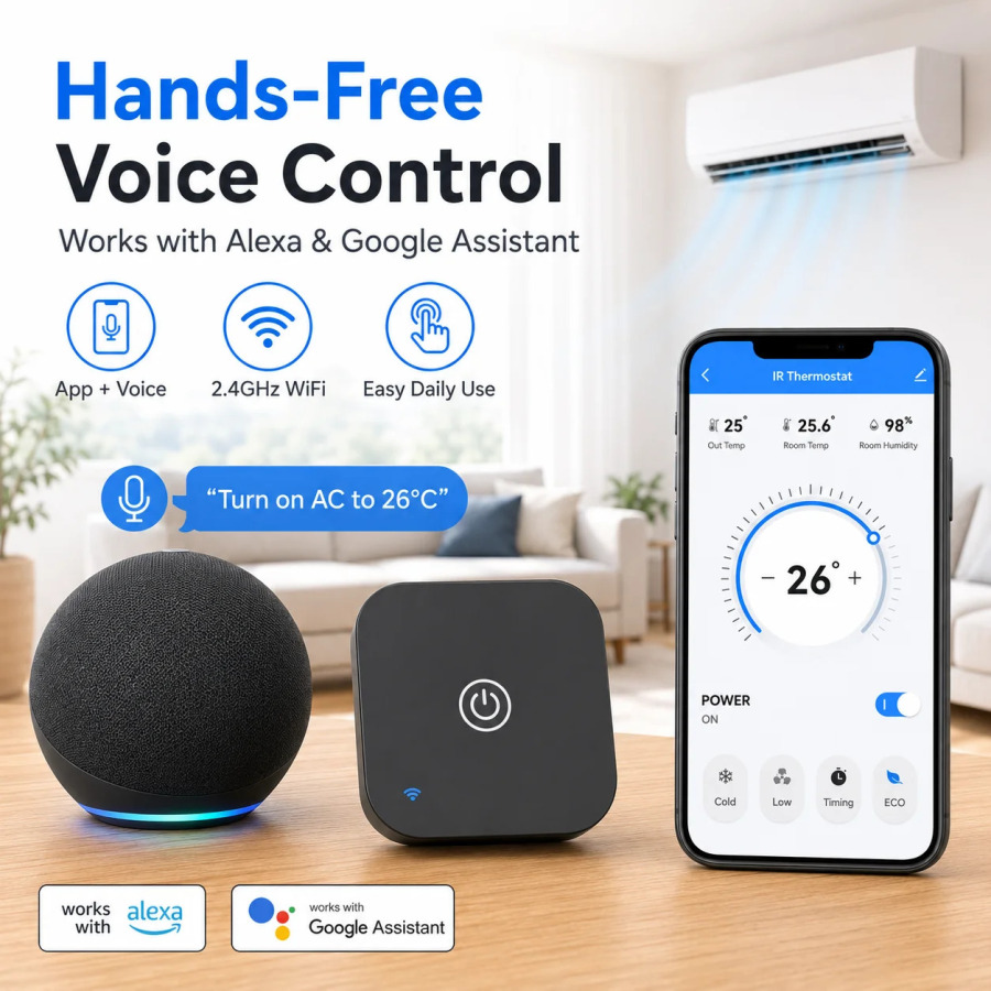 Умный ИК-термостат Wi-Fi для кондиционера, контроллер температуры и влажности, сенсорный датчик, кнопки управления, Tuya Smart Life, дистанционное управление, Alexa, Google