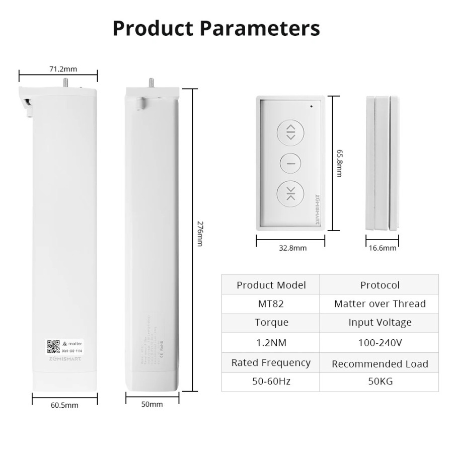 Zemismart MT82 Автоматическая система штор Smartthings Home Приложение Пульт дистанционного управления Google Home Совместимая электрическая система резьбы