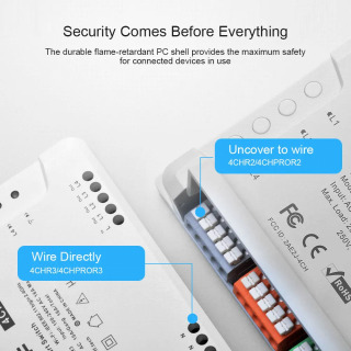 Sonoff 4CHR3 Smart Wi-Fi Switch 4-бандовый умный дом с дистанционным управлением Выключатель света работает с приложением Alexa Google Home eWeLink