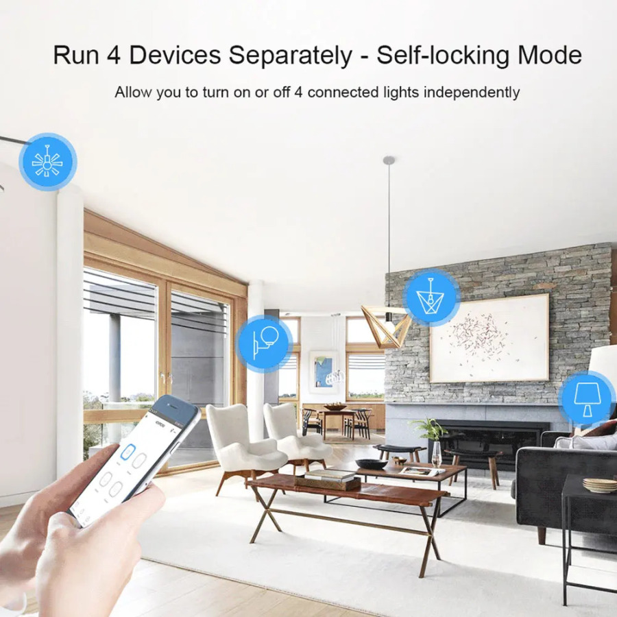 Sonoff 4CHR3 Smart Wi-Fi Switch 4-бандовый умный дом с дистанционным управлением Выключатель света работает с приложением Alexa Google Home eWeLink