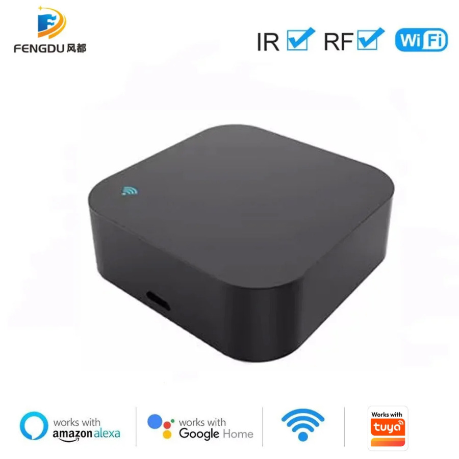 Умный ИК-пульт дистанционного управления Tuya с Wi-Fi и поддержкой RF+IR, работает с приложением Tuya, поддерживает Alexa и Google.