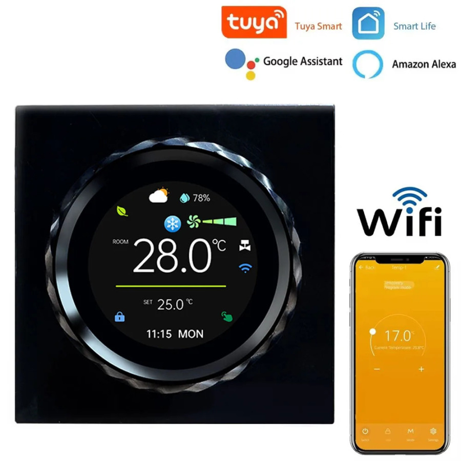 Tuya Smart Life 2025 uy termostati konditsioneri WiFi harorati isitish sovutish ovozli masofadan boshqarish pulti Google Alexa