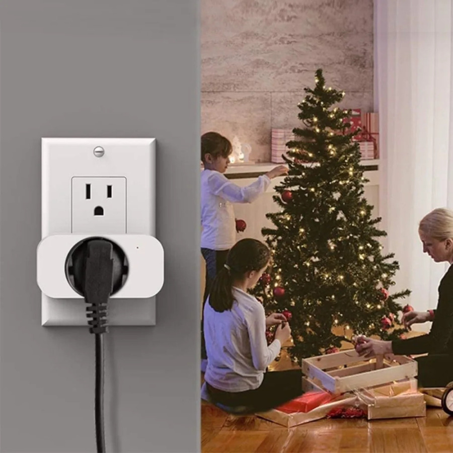 Smart Mini Wi-Fi rozetkasi ovozli boshqaruvga ega, 110-240V, 10A, AQSh standarti, aqlli uy uchun, energiya statistikasi funksiyasi va taymer bilan