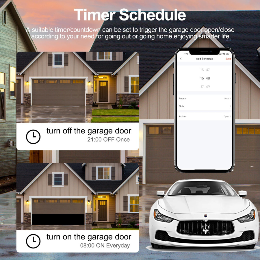 GIRIER Tuya Smart Wi-Fi garaj eshiklarini ochish boshqaruvchisi ilovasi Ovozli boshqaruvni qoʻllab-quvvatlash Alexa Google Home Assistant bilan ishlaydi