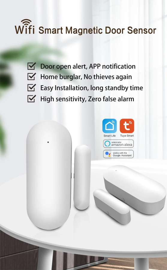 Датчик дверной сигнализации с дистанционным управлением, Wi-Fi, приложение Tuya Smart Life для домашней охранной сигнализации, детектор