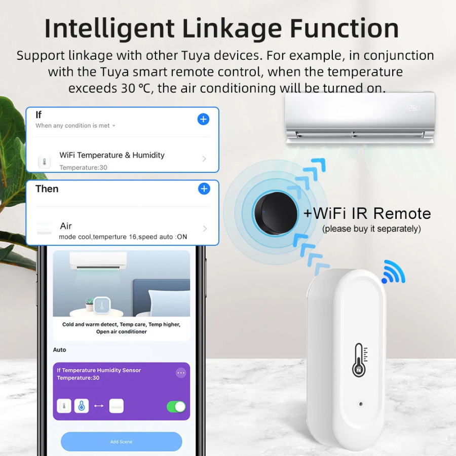 Tuya Wi-Fi/Zigbee Smart harorat namligi sensori tashqi IP65 suv oʻtkazmaydigan ilovasi masofaviy monitoring Alexa Google Home bilan ishlaydi
