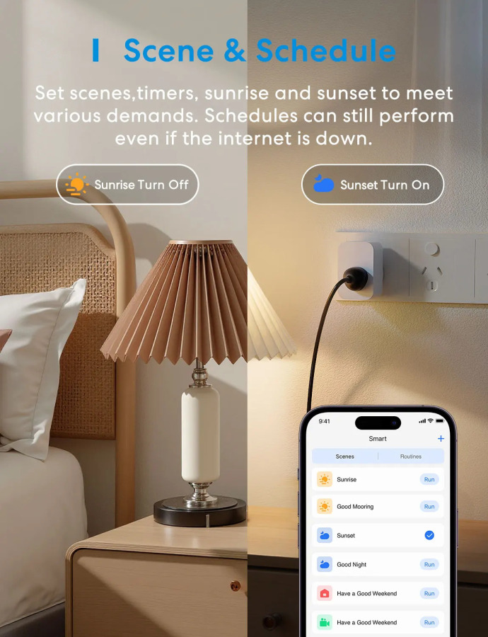 Meross Matter Smart Wi-Fi AU Plug MSS315MA Функция мониторинга энергии дистанционного/голосового управления