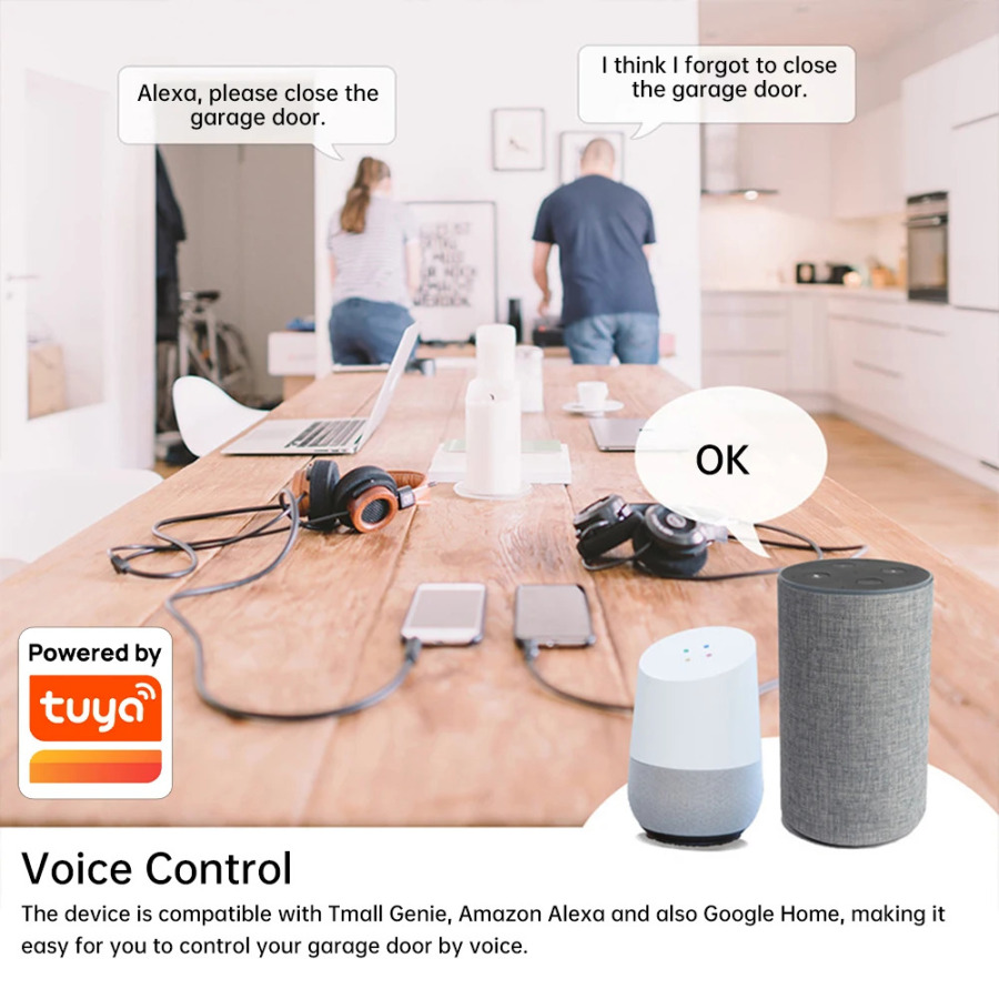 Alexa Google Home bilan mos keladigan Wi-Fi aqlli garaj eshigi boshqaruvchisi