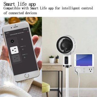WiFi Tuya Smart Home AQSH standarti qoʻsh vilkasi, oʻtkazgichli boshqaruv ilovasi, vaqtni masofadan boshqarish, saqlash paneli bilan smart vilka kronshteri
