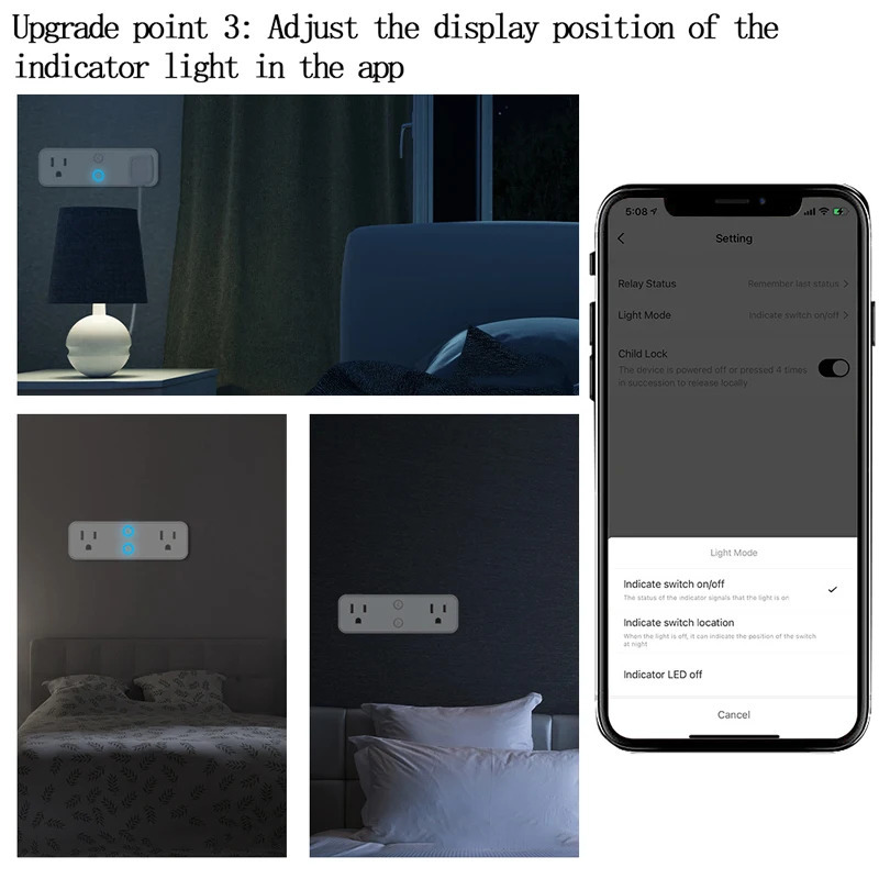 WiFi Tuya Smart Home AQSH standarti qoʻsh vilkasi, oʻtkazgichli boshqaruv ilovasi, vaqtni masofadan boshqarish, saqlash paneli bilan smart vilka kronshteri