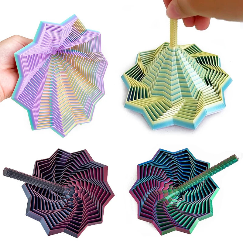 3D bosilgan stressga qarshi sensorli yulduz modeli: Vizual illyuziya olti burchakli girdobli spiral bezakli stressni bartaraf etish oʻyini