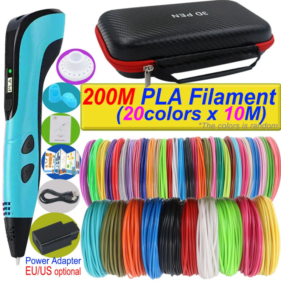 2026 Yangi 3D bosma qalam DIY 3D boʻyash bolalar oʻyinchoqlari LCD displey quvvat adapteri 200M PLA Filamentli oʻyinchoqlar sovgʻa