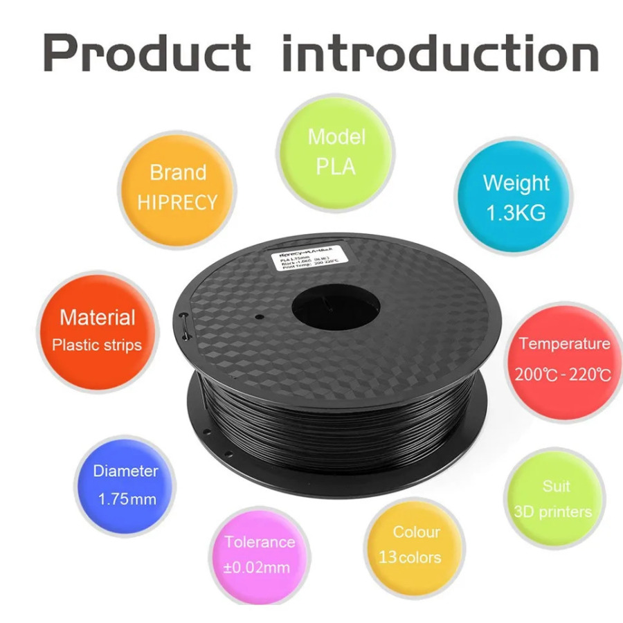 3D bosib chiqarish filamenti PLA 250g Uzunligi 80m Diametri 1,75mm Printer materiali FDM 3D bosib chiqarish dastagi materiali Filament sarf materiallari