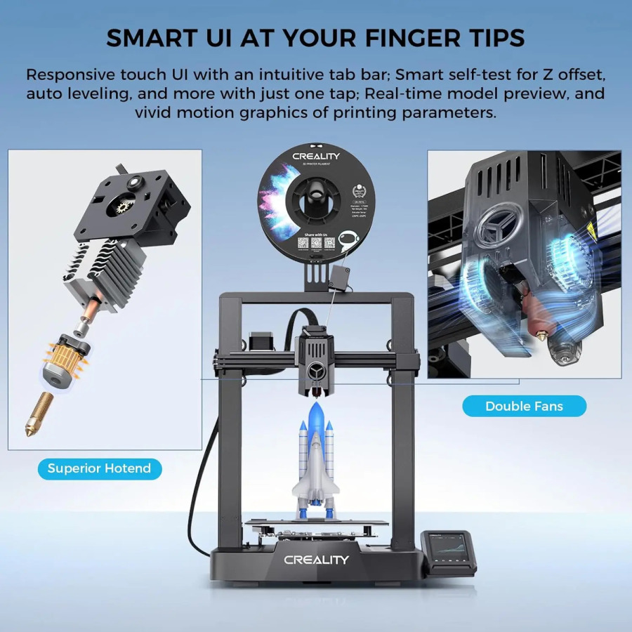 ​ 3D printer Creality Ender 3 V3 KE yuqori tezlikda chop etish 250 mm/s CR Touch Avtomatik tekislashli Sprite Extruder Fil avtomatik yuklanadi