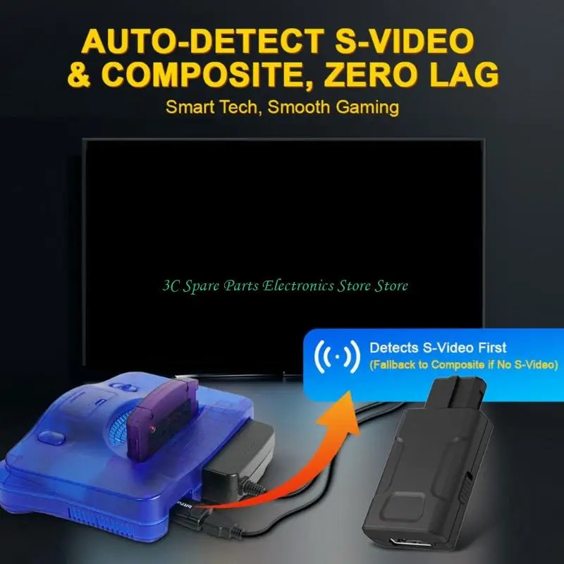 Oʻyin konsoli uchun SZ adapteri 720P konvertor adapteri, almashtiriladigan 4:3/16:9 oʻyin aksessuarlari