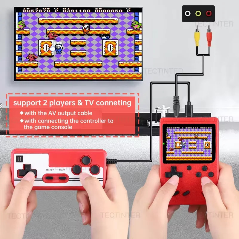 2,4 dyuymli Retro Mini Portativ oʻyinchi 8-bitli oʻyin konsoli oʻrnatilgan 500 ta Gameboy oʻyinlari bolalar uchun sovgʻa