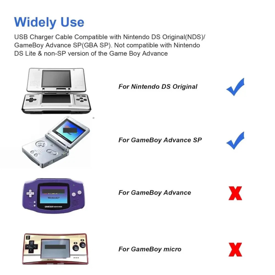 Для GBA SP GameBoy/DS кабель для игровой консоли аксессуары черный USB зарядный шнур Advance Line кабель для зарядного устройства игровой консоли