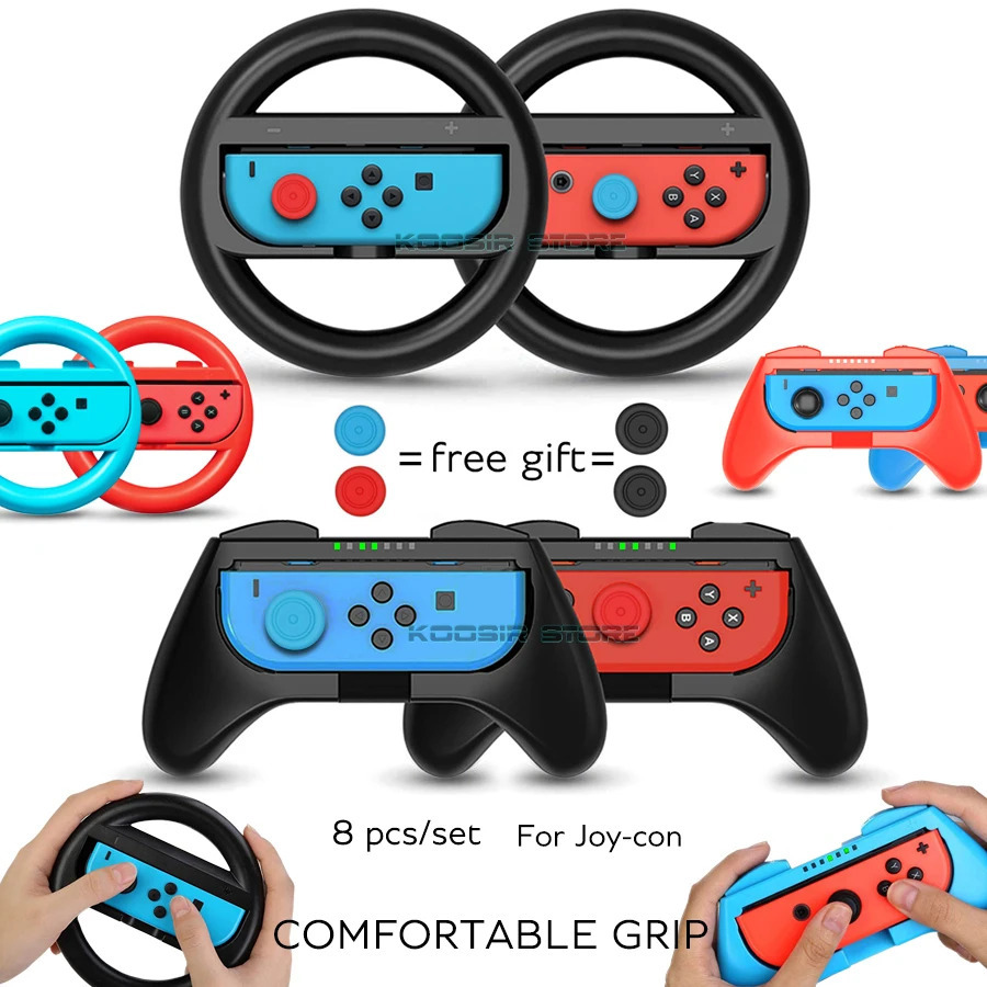 Набор аксессуаров для Nintendo Switch, ручки для гоночного руля Joycon, колпачки для Nintendo Switch Joy con для геймпада Nintendo Switch