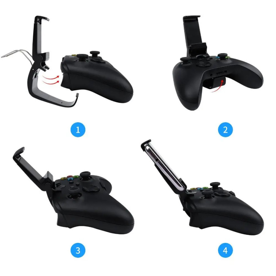 Sozlanishi universal boshqaruvchi telefon qisqichi oʻyin aksessuarlari Xbox Series S X uchun geympad stendli telefon ushlagichi
