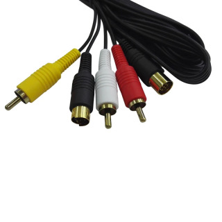 SEGA Saturn SAV RCA AV kabeli audio-video kompozit sim, S-Video Line oʻyin pleyeri uchun oltin qoplamali PIN-kod aksessuarlari