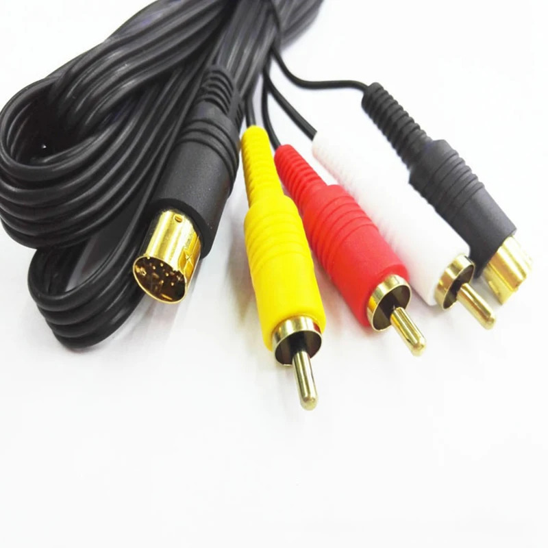 SEGA Saturn SAV RCA AV kabeli audio-video kompozit sim, S-Video Line oʻyin pleyeri uchun oltin qoplamali PIN-kod aksessuarlari