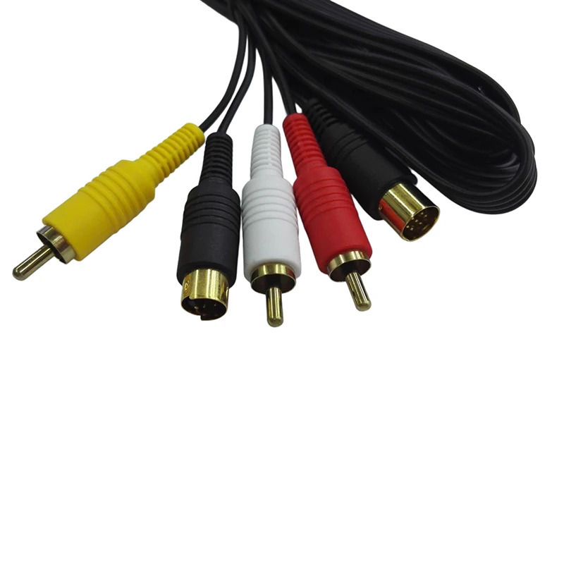 SEGA Saturn SAV RCA AV kabeli audio-video kompozit sim, S-Video Line oʻyin pleyeri uchun oltin qoplamali PIN-kod aksessuarlari