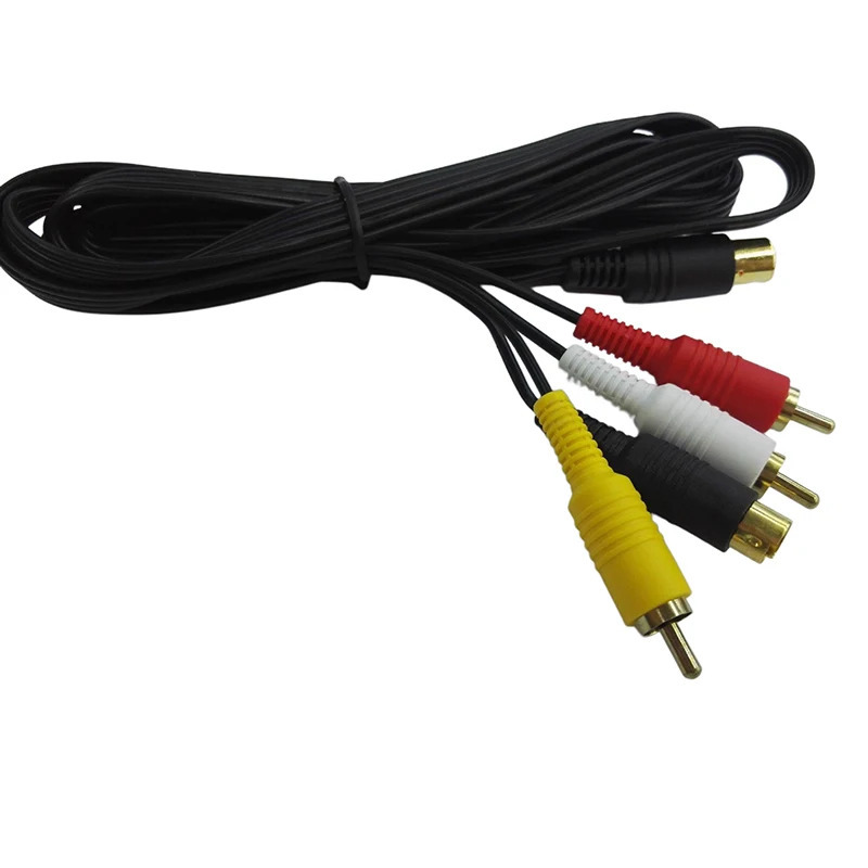 SEGA Saturn SAV RCA AV kabeli audio-video kompozit sim, S-Video Line oʻyin pleyeri uchun oltin qoplamali PIN-kod aksessuarlari