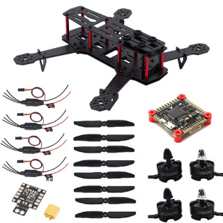 QAV250 250 mm karbonli tolali kvadrokopter, MT2204 2300KV dvigatel, 12A ESC, FV3S parvoz boshqaruvchisi va Flysky FS-i6 IA6B toʻplami БЕЛЫЙ