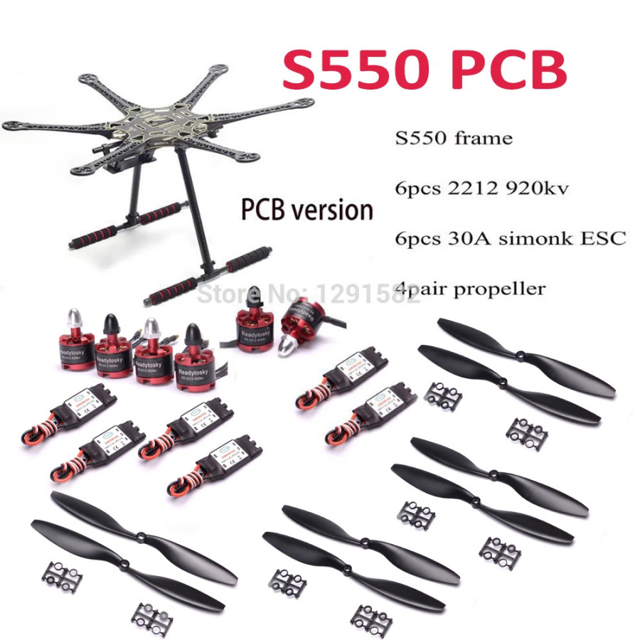 S500/S550 500 550 mm kvadrokopter/multikopter ramka toʻplami 2212 920 kv choʻtkasiz motor 30A Simonk ESC 1045 pervane