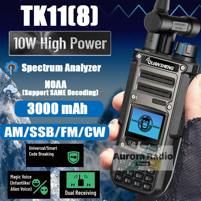 Quansheng TK11(8) рация 10 Вт 3000 мАч анализатор спектра большой емкости волшебный голос NOAA Type-C зарядка индивидуальное изображение загрузки