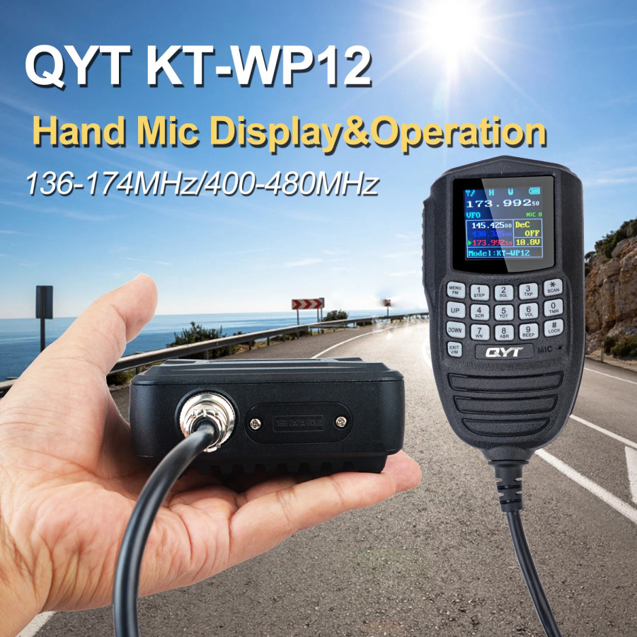 QYT KT-WP12 Walkie Talkie VHF UHF 70CM 2M 200Ch 25W Dual Band Mini Amateur Ham Mobile FM Radio VOX Scrambler Ручной микрофон Работа