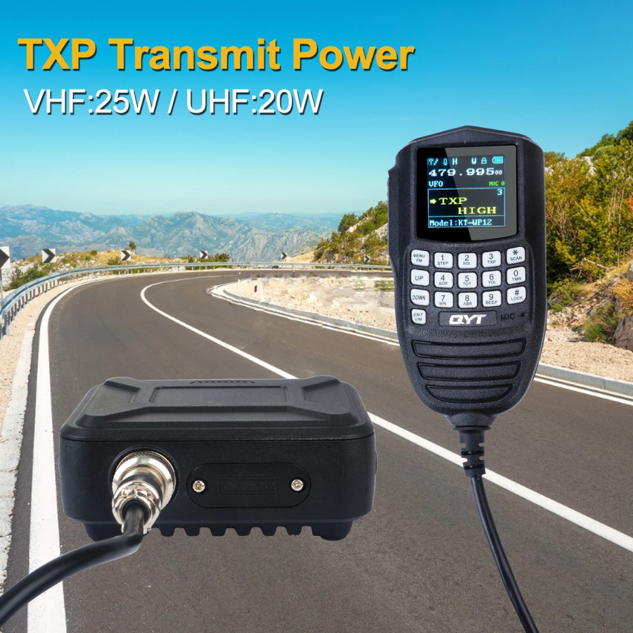 QYT KT-WP12 Walkie Talkie VHF UHF 70CM 2M 200Ch 25W Dual Band Mini Amateur Ham Mobile FM Radio VOX Scrambler Ручной микрофон Работа