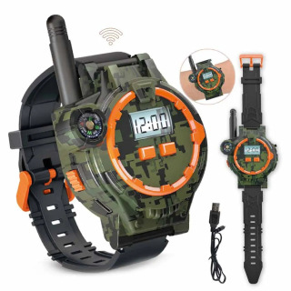 Yangi bolalar uchun harbiy kamuflyaj Walkie Talkie soati oʻyinchoqlari Ota-onalar va bolalar uchun ichki va tashqi makon oʻzaro simsiz masofadan qoʻngʻiroq qilish USB zaryadlash