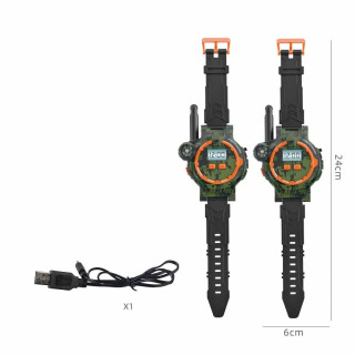 Yangi bolalar uchun harbiy kamuflyaj Walkie Talkie soati oʻyinchoqlari Ota-onalar va bolalar uchun ichki va tashqi makon oʻzaro simsiz masofadan qoʻngʻiroq qilish USB zaryadlash