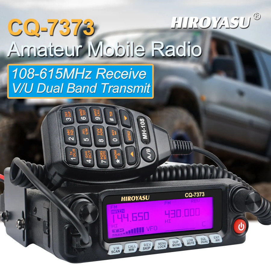 HIROYASU CQ-7373 Walkie Talkie 50W 1000Ch havo tarmoqli sakkiz tarmoqli Rx V.U ikki tarmoqli Tx olinadigan old panel uy mobil radiosi