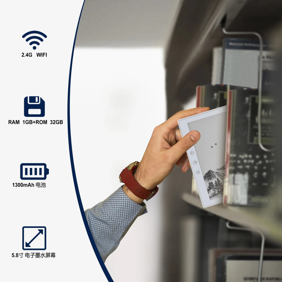 WIFI E-Reader 5,8 dyuymli toʻrt yadroli yuqori aniqlikdagi siyoh ekranli elektron oʻquvchi 32GB sigʻimli elektron siyoh oʻquvchi