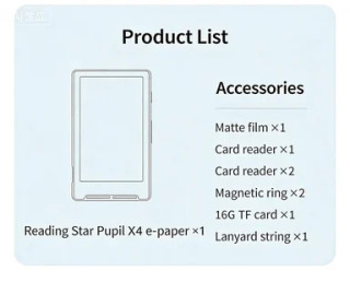 Электронная книга XTEINK X4, экран E-Ink, магнитный, легкий, 4,3-дюймовый, 220ppi, портативный, ультратонкий, 650 мАч, 16 ГБ