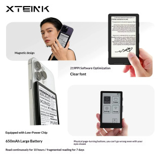 Электронная книга XTEINK X4 с 4,3-дюймовым E-ink экраном, магнитным креплением, ультратонкая, электронная книга Kindle Kobo Notebook Bigme Pocket Reader