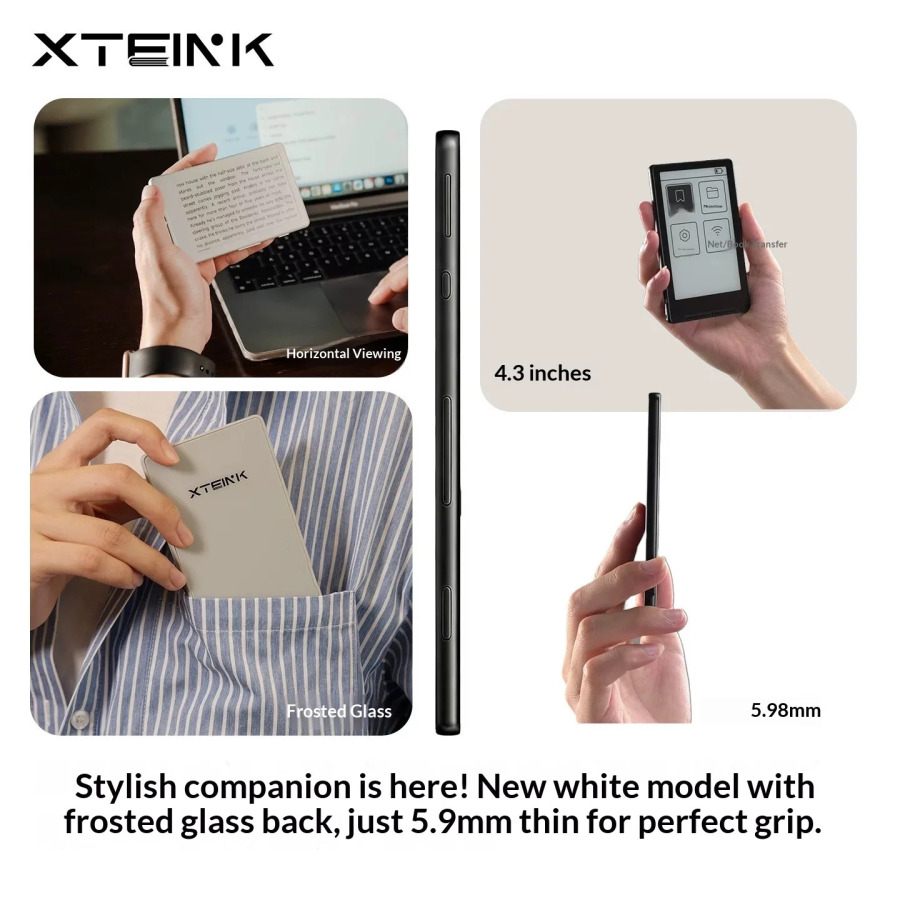Электронная книга XTEINK X4 с 4,3-дюймовым E-ink экраном, магнитным креплением, ультратонкая, электронная книга Kindle Kobo Notebook Bigme Pocket Reader