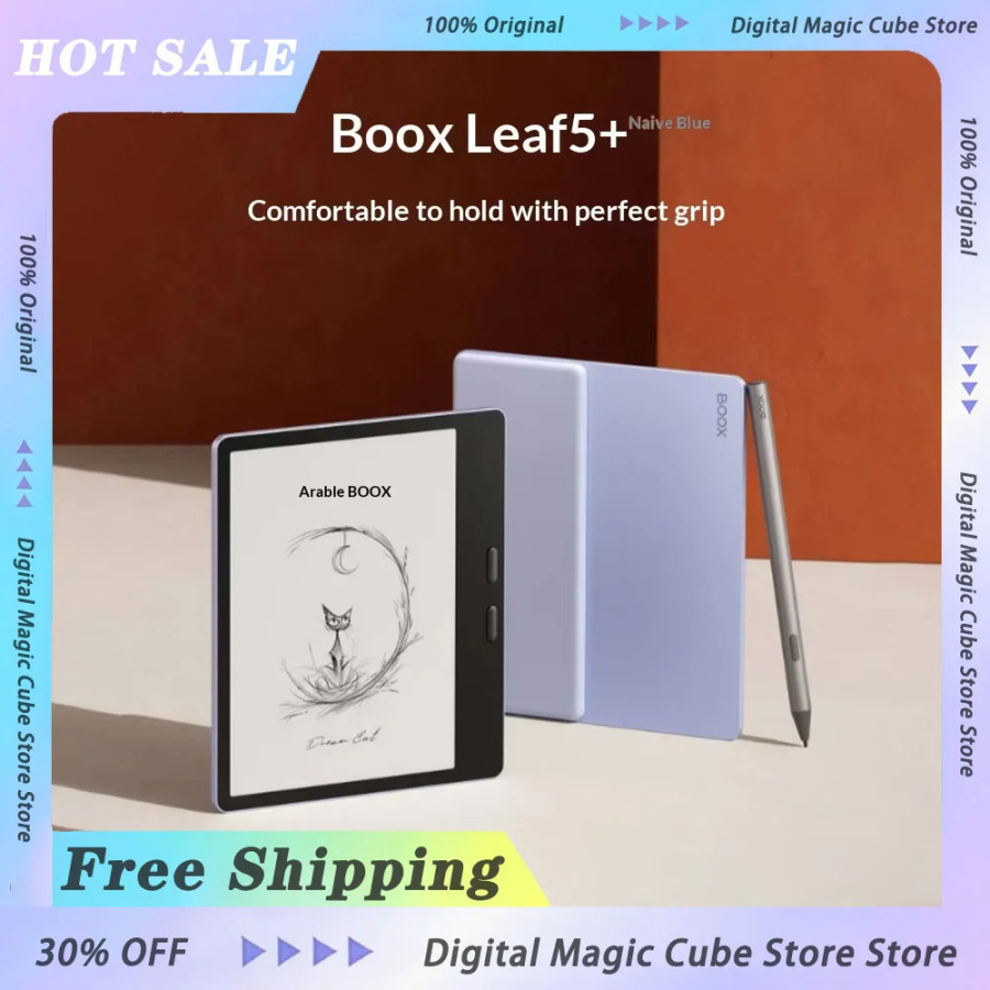 Электронная книга BOOX Leaf5 Plus с E-Ink экраном, 7 дюймов, интеллектуальный E-Ink дисплей, 64 ГБ, для рукописного ввода, светло-голубой, подарок