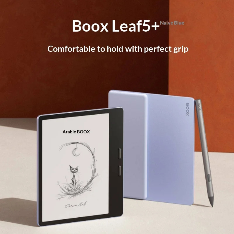 Электронная книга BOOX Leaf5 Plus с E-Ink экраном, 7 дюймов, интеллектуальный E-Ink дисплей, 64 ГБ, для рукописного ввода, светло-голубой, подарок