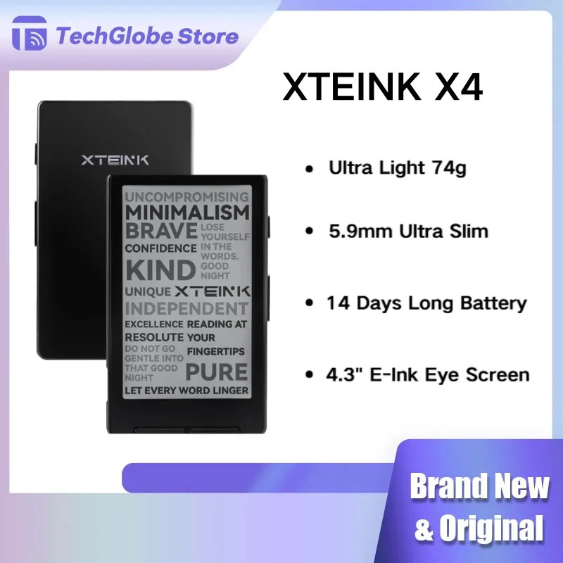 XTEINK X4 E-Ink 4,3 dyuymli ultra yupqa portativ mini oʻquvchi 650 mA/soat uzoq batareya muddati oʻqish uchun koʻzni himoya qilish