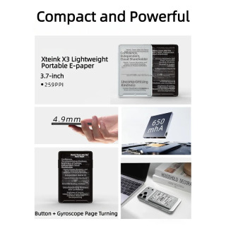 YANGI XTEINK X3 E-Reader 3,7 dyuymli elektron siyoh ekranli, magnitli, engil va nozik, 16 GB