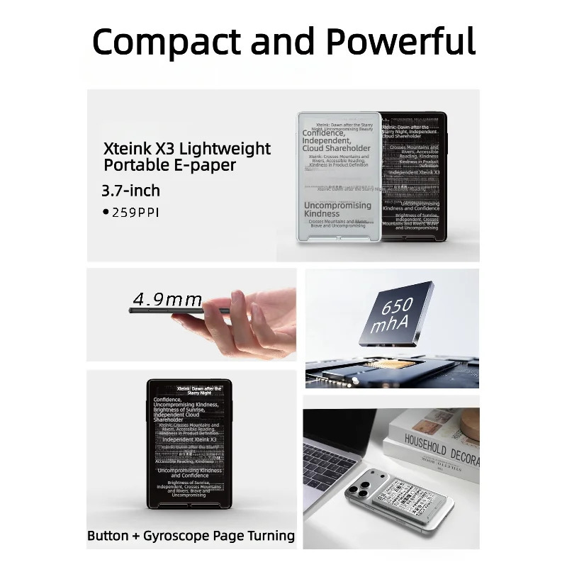 YANGI XTEINK X3 E-Reader 3,7 dyuymli elektron siyoh ekranli, magnitli, engil va nozik, 16 GB